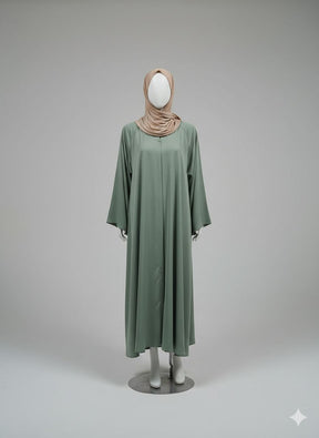 Pista Green Abaya Front Open