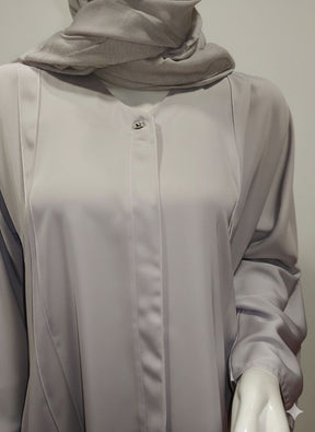 Bone White Front Open Abaya