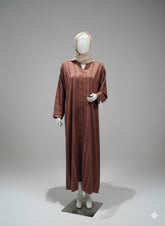 Sienna Brown Front Open Striped Abaya