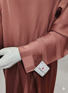 Sienna Brown Front Open Striped Abaya