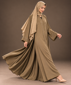 Olive Brown Crystal Trim Abaya — Tahera's modest wear Pakistan