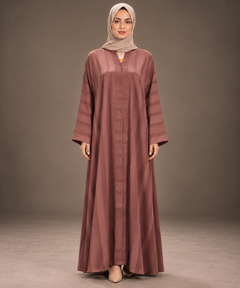 Sienna Brown Striped Abaya — Tahera's modest wear Pakistan