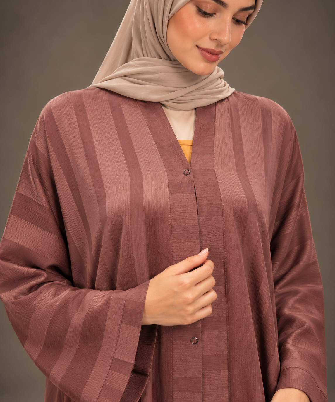 Sienna Brown Striped Abaya