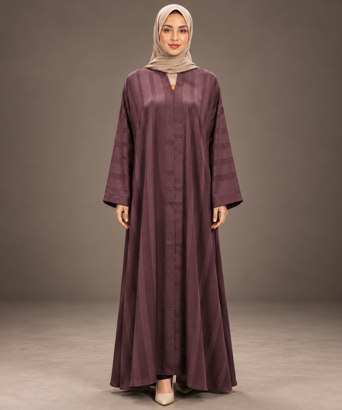 Wine Purple Striped Abaya